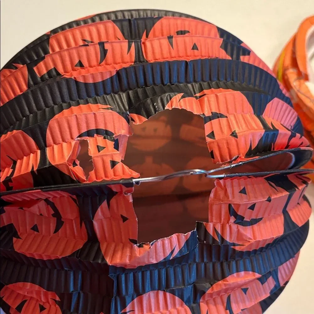 Vintage Halloween Pumpkin and Witch paper lanterns